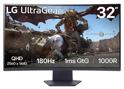LG Ultragear™ 32" Curved Gaming Monitor, 2560x1440, Black, 32GS60QX-B.AUSQ