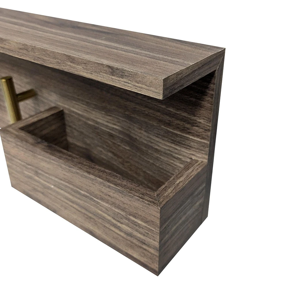Hometrends 16" Walnut Shelf Wall Organizer