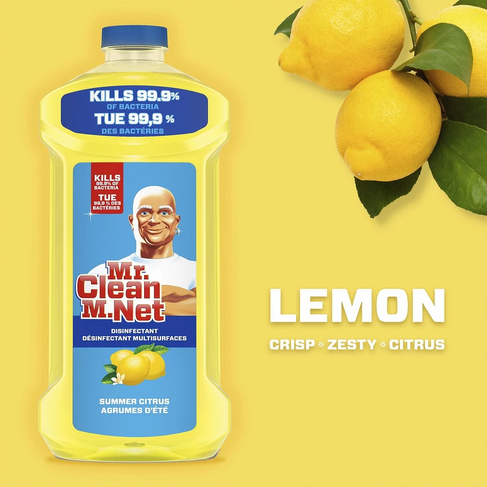Mr. Clean Antibacterial Multi Surface Cleaner with Summer Citrus Scent, Disinfectant, All Purpose Cleaner, 1.21L
