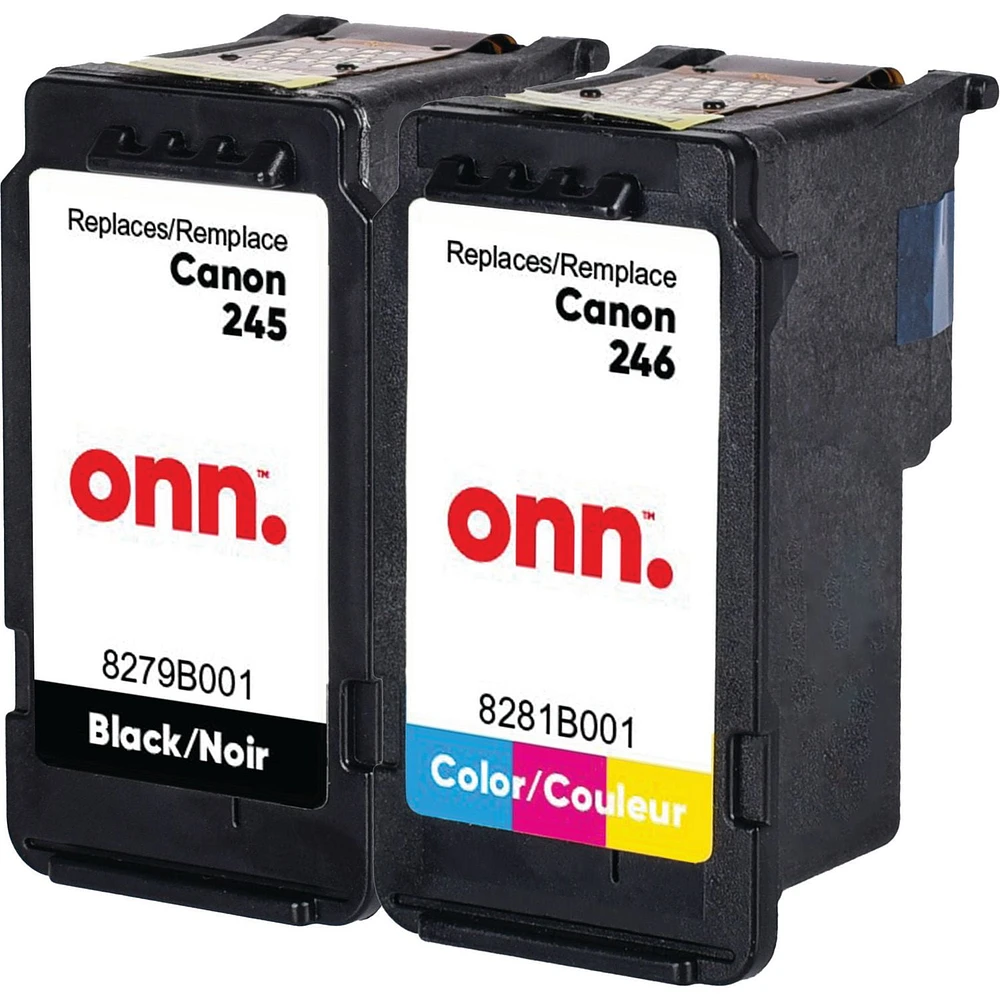 onn. Remanufactured Canon PG245 Black & CL246 Tri-Colour Ink Cartridge, 2 pack, (360229721), Black, Tri-Colour