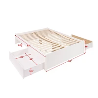 Base de grand lit plateforme avec deux tiroirs