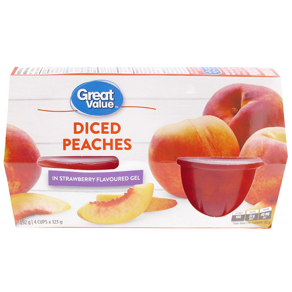 Great Value Diced Peaches in Gel, 4 x 123 g