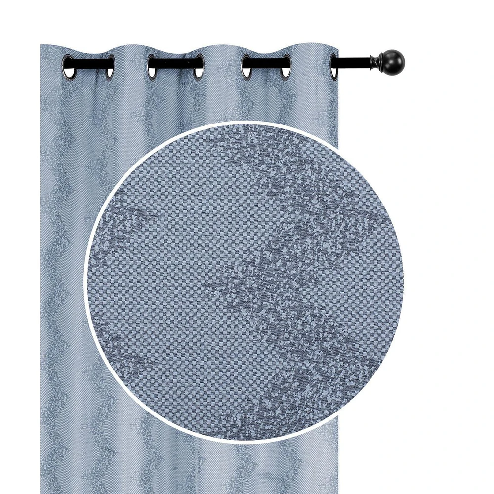 Panneau Jacquard W 8 Grom (Chevron) (Bleu) (96" ) - Set of 2