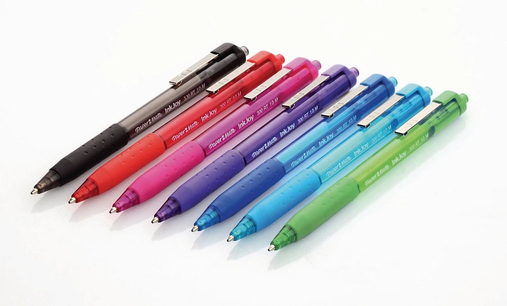 Stylos à bille rétractable InkJoy 300RT de Paper Mate à pointe moyenne de couleurs variées, Paq./4