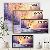 Designart Winter Scenery With Bridge Of Meandering River II FLOAT FRAME WALL ART