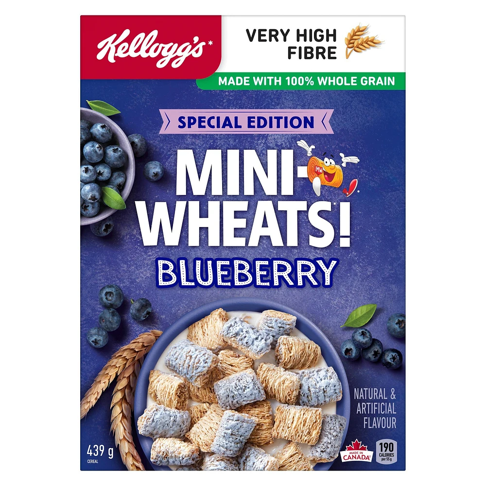 Kellogg's Mini-Wheats Cereal, Blueberry Flavour 439 g, Special Edition