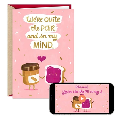 Hallmark Personalized Video Valentines Day Card or Anniversary Card for Husband, Wife, Boyfriend, Girlfriend (Peanut Butter and Jelly, Record Your Own Video Greeting)