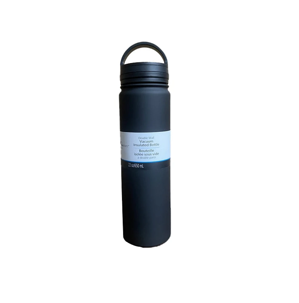 Mainstays 22oz noir Double paroi vide bouteille en acier inoxydable avec couvercle de poignée 4pcs 22oz Bouteille à double paroi noir