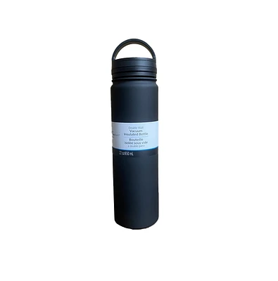 Mainstays 22oz noir Double paroi vide bouteille en acier inoxydable avec couvercle de poignée 4pcs 22oz Bouteille à double paroi noir