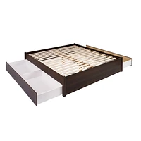 Prepac 63 in W x 16 in H x 83 in D Queen Select 4-Post Platform Bed with 4 Drawers