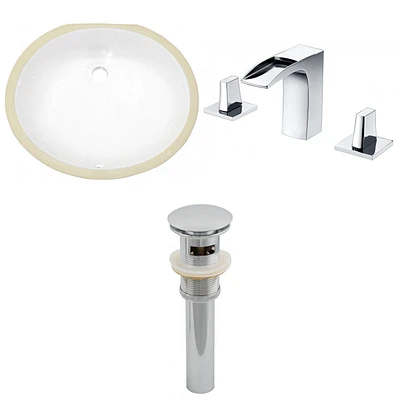 19.5-in. W CUPC Oval Bathroom Undermount Sink Set In White - Chrome Hardware - Overflow Drain Incl. AI-13125