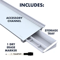 Bloc de bureau en verre Desktop Glass effaçable à sec, 18 po X 6 po