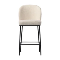 Ensemble de 2 tabourets de bar modernes rembourrés en tissu bouclé de luxe Addison de CorLiving - Tabourets de bar de 25,5 pouces à hauteur de comptoir pour îlot de cuisine - Tabourets modernes élégan