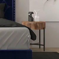 Table d’appoint contemporaine en bois massif, naturel