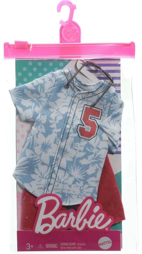Coffret Tenue ​Barbie: Vêtements pour la poupée Ken comprenant chemise de sport hawaïenne, short rouge et lunettes de soleil