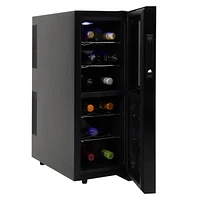 Koolatron 12 Bottle Dual Zone Wine Cooler Freestanding, Wine Fridge, Double Paned Tempered Glass Door for Reds, Whites, Rose and Sparkling Wine