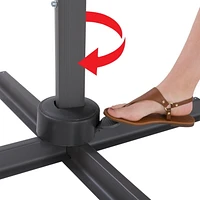CorLiving Auvent en tissu durable de 11,5 pi avec titre décalé et parasol rotatif de luxe avec cadre en aluminium pour terrasse, jardin et plus encore