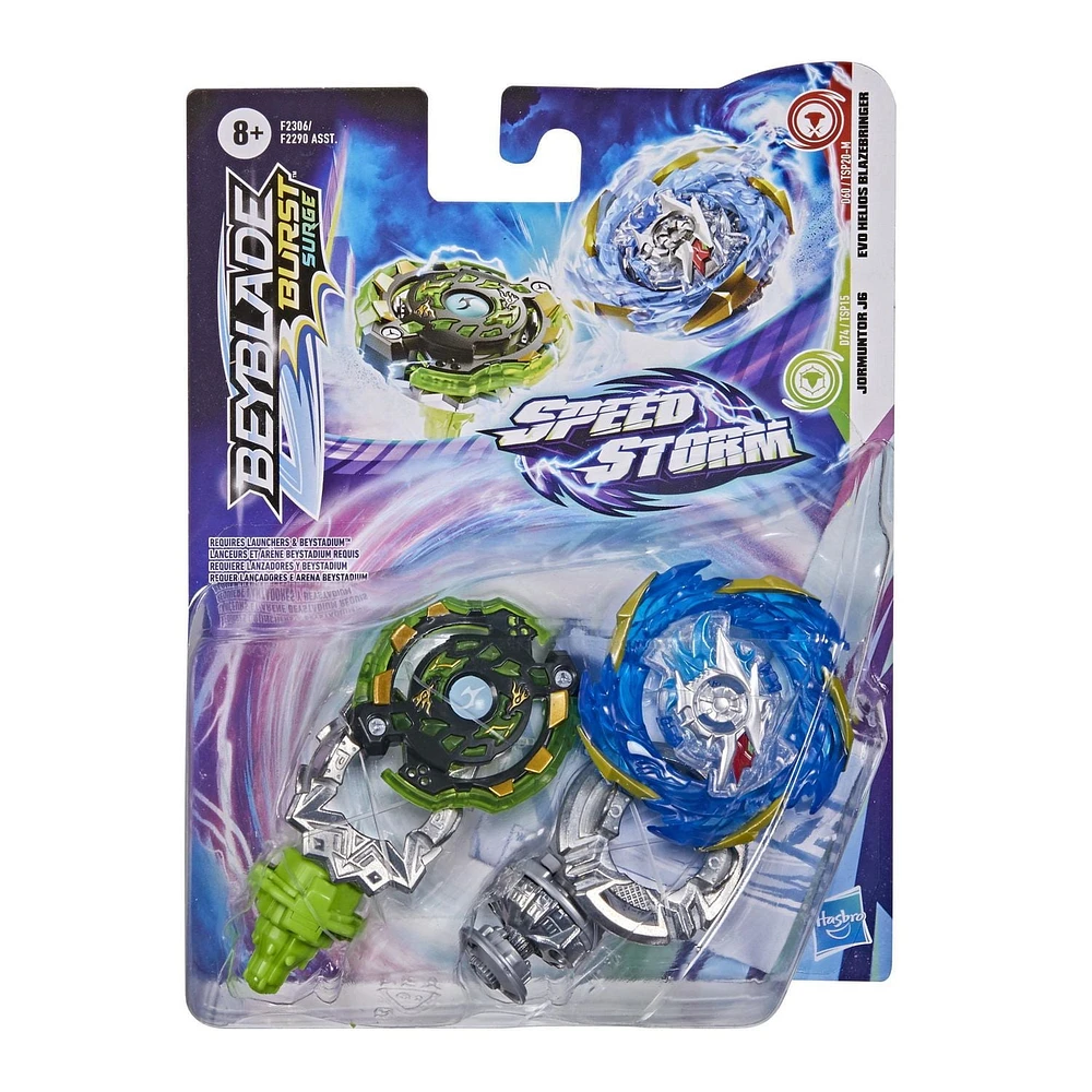 Beyblade Burst Surge Speedstorm Evo Helios Blazebringer and Jormuntor J6 Spinning Top Dual Pack -- 2 Battling Game Top Toy for Kids Ages 8 and Up