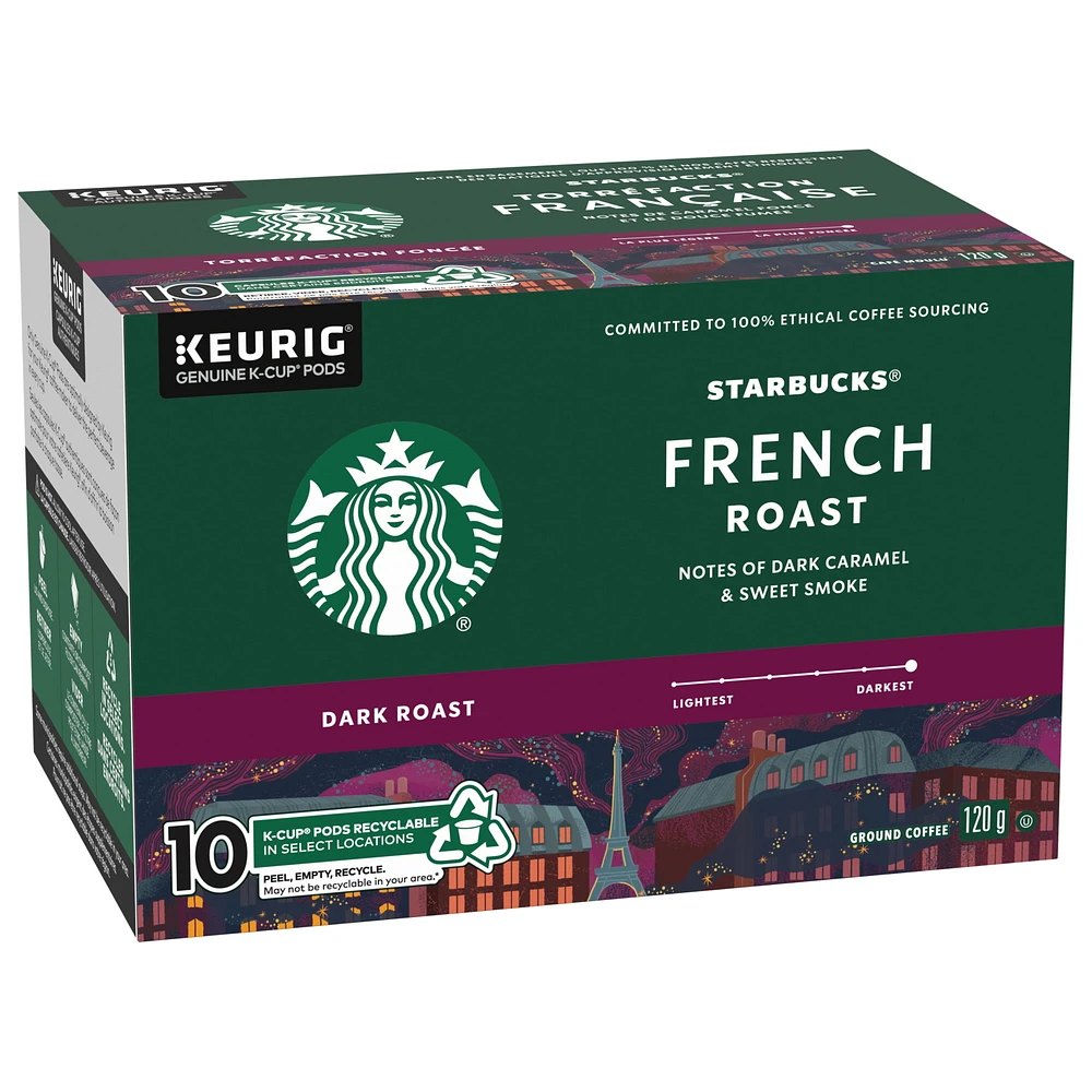 French Roast Dark Roast Ground Coffee K-Cup Pods Box 10 pc
