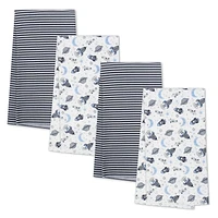 Gerber Organic 4-Pack Flannel Blankets, Outerspace and Stripe