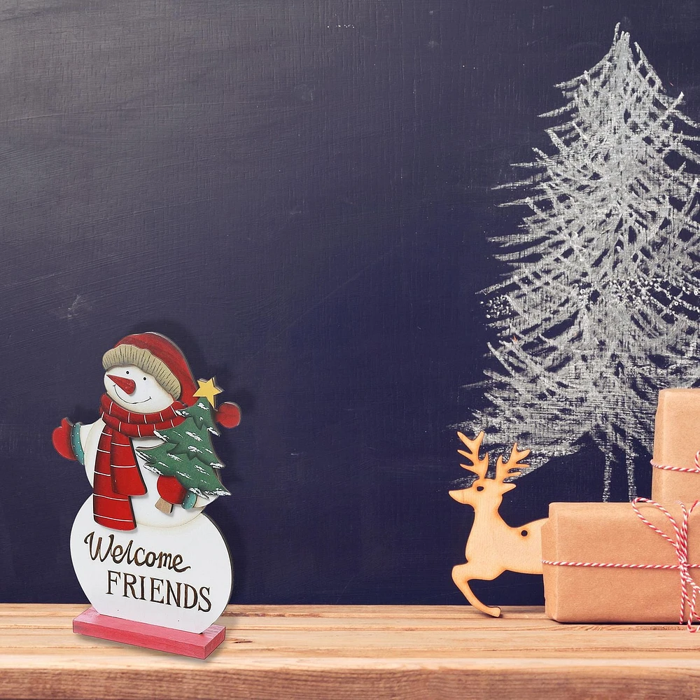 Support De Bonhomme De Neige En Bois Welcome Friends
