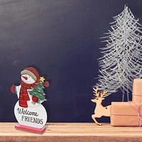 Support De Bonhomme De Neige En Bois Welcome Friends