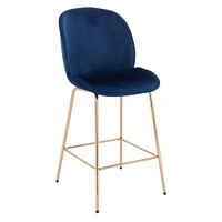 Upholstered Velvet Stool with Gold Legs – Set of 2 Comfortable Velvet Stools with Foot Rest, Modern Design for Kitchens, Bars, and Contemporary Spaces