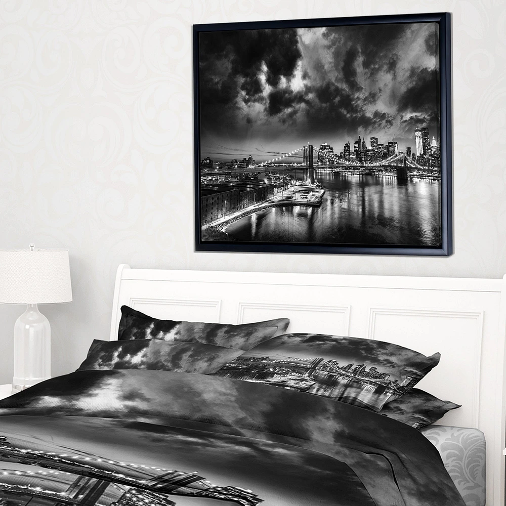 Design Art Amazing Night in New York City Framed Canvas Art Print