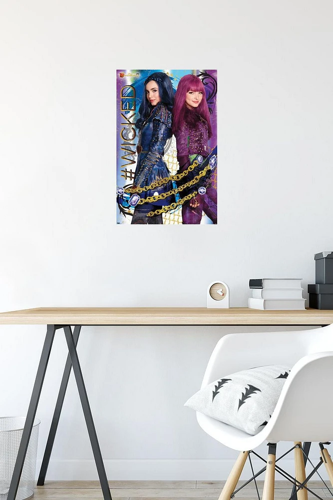 Disney Descendants 2 - Wicked Wall Poster, 14.725" x 22.375" Framed