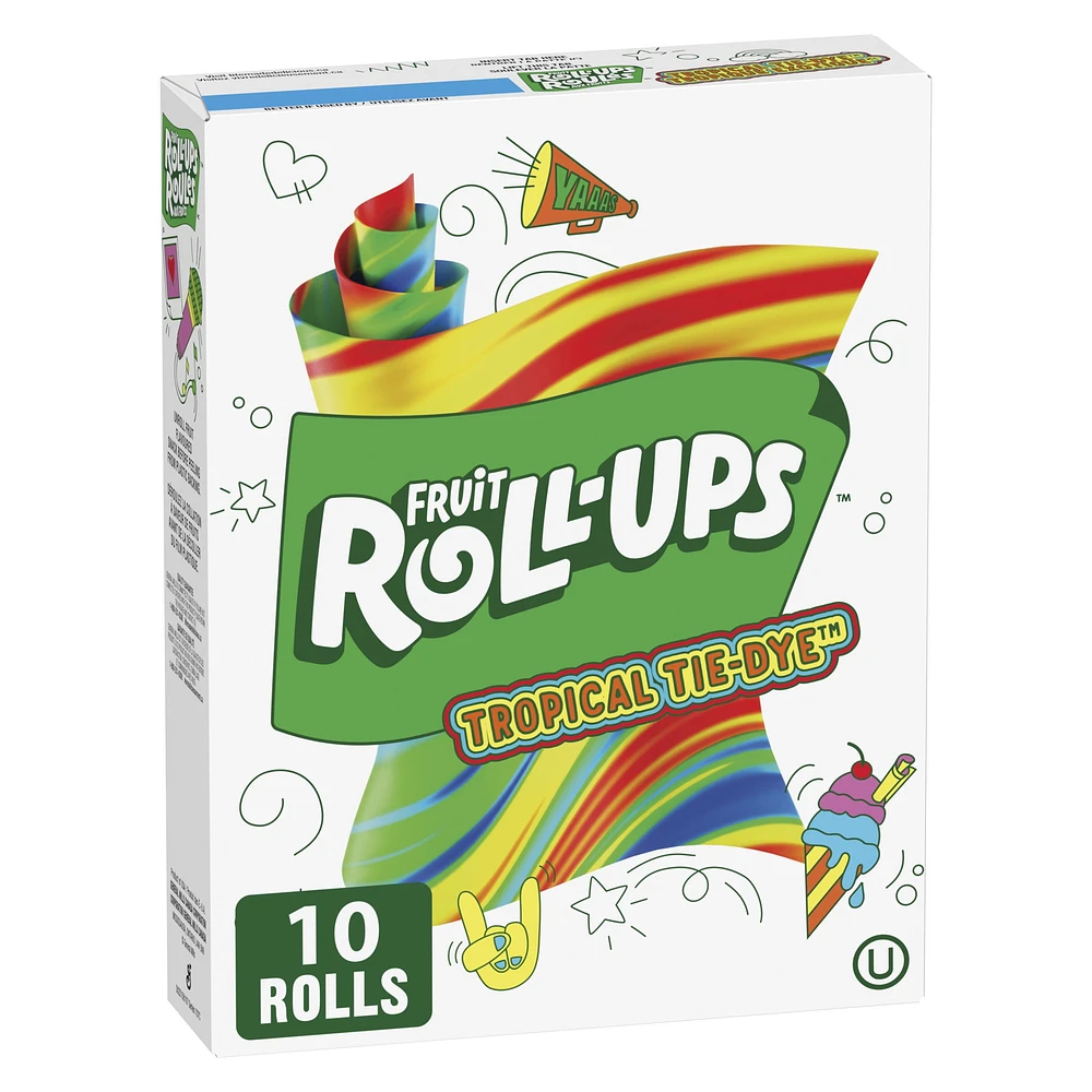 Roulés aux Fruits Collation à Saveur de Fruits, Tropique Exotique, Sans Gluten, 10 Roulés 10 roules, 141 g