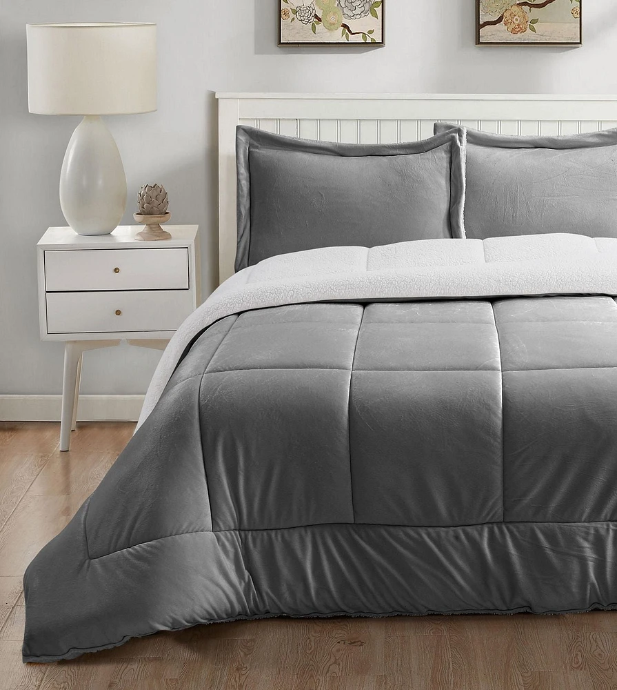 Reversible Mink & Berber Plush Sherpa Comforter Set