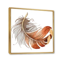 Designart Plume d'Oiseau Ethnique Orange ART MURAL À CADRE FLOTTÉ