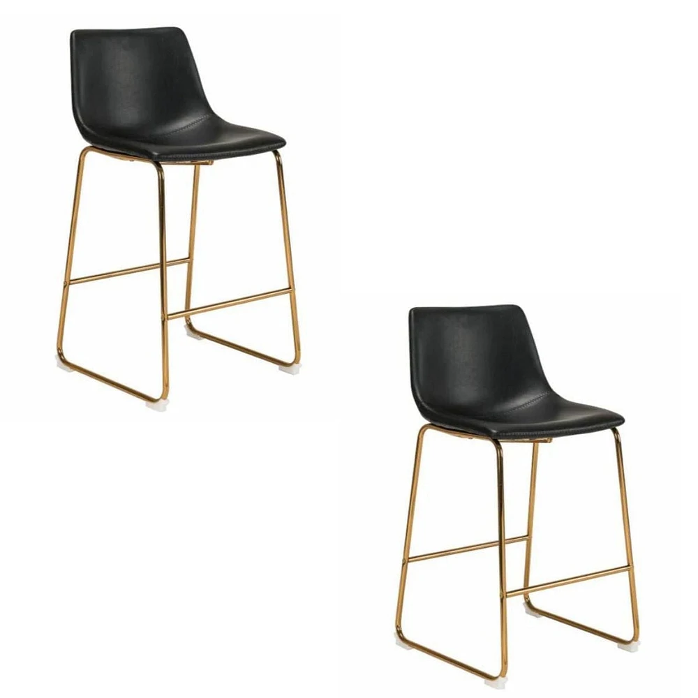 Tabouret de bar Heavenly Collection en PU avec pieds dorés LOT DE 2