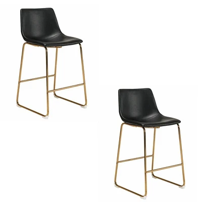 Tabouret de bar Heavenly Collection en PU avec pieds dorés LOT DE 2