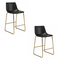 Tabouret de bar Heavenly Collection en PU avec pieds dorés LOT DE 2