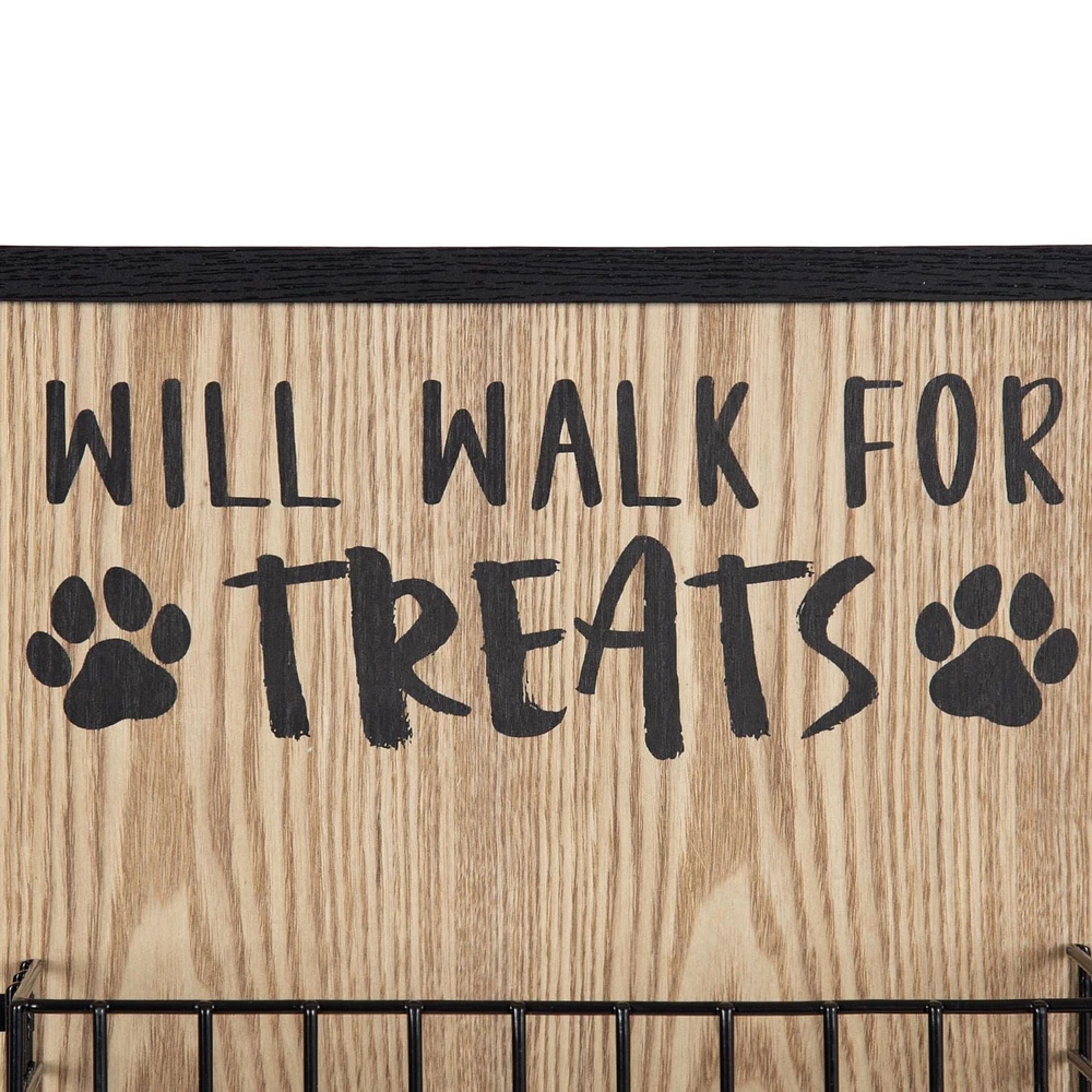 hometrends Pups Wall Organizer with Basket and Hooks, Natural/Black