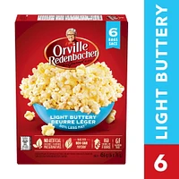 Orville Redenbacher  Light Buttery Mircowave Popcorn, 6 Pack (6 x 76 g) 456 g, Non-GMO, gluten free microwave popcorn with a high source of fibre and 50% less fat*