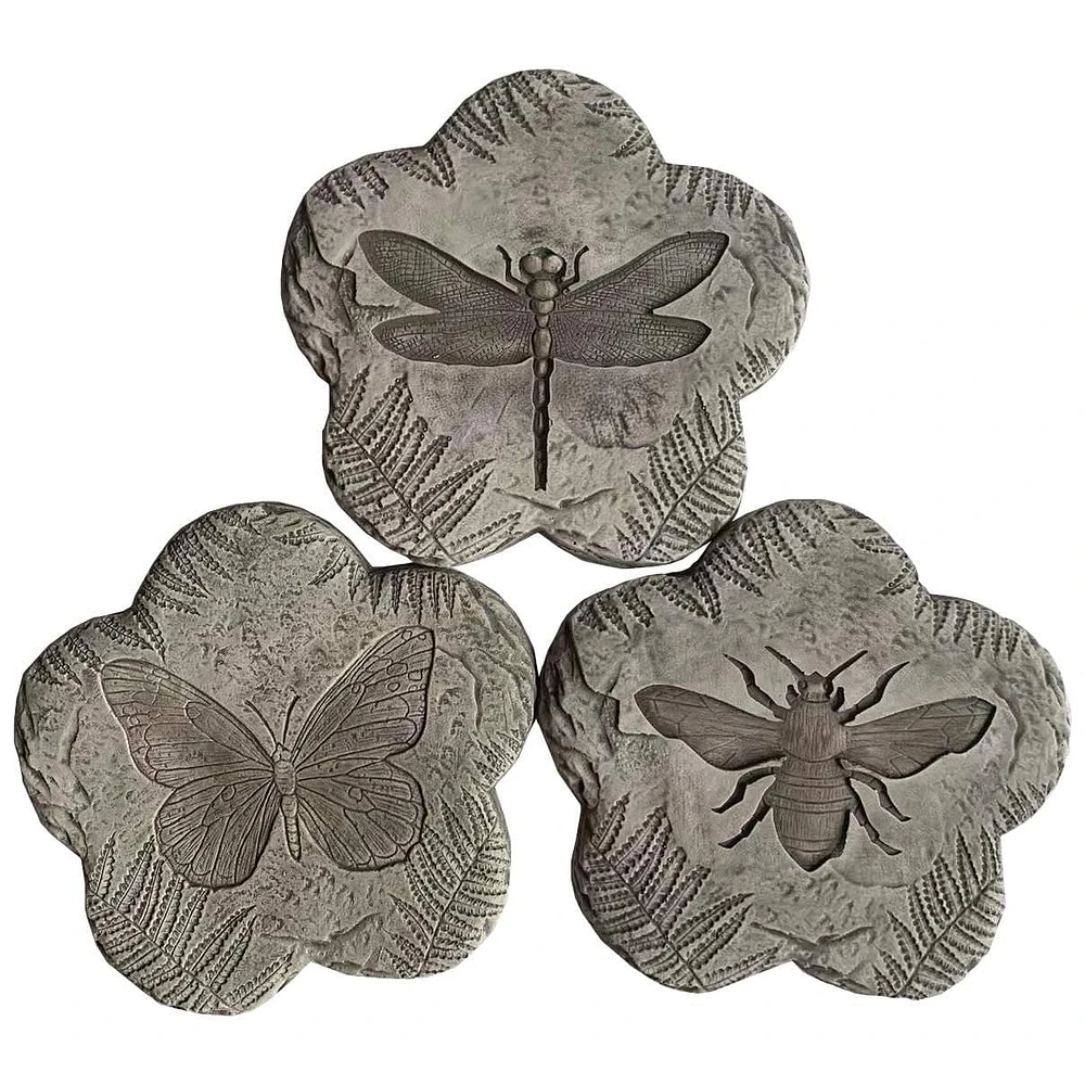 Angelo Décor Pierre de gué sur le thème de la nature, ensemble de 3, de 10 pouces de diamètre
