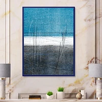Designart Teal Meets Grey Abstract Art FLOAT FRAME WALL ART