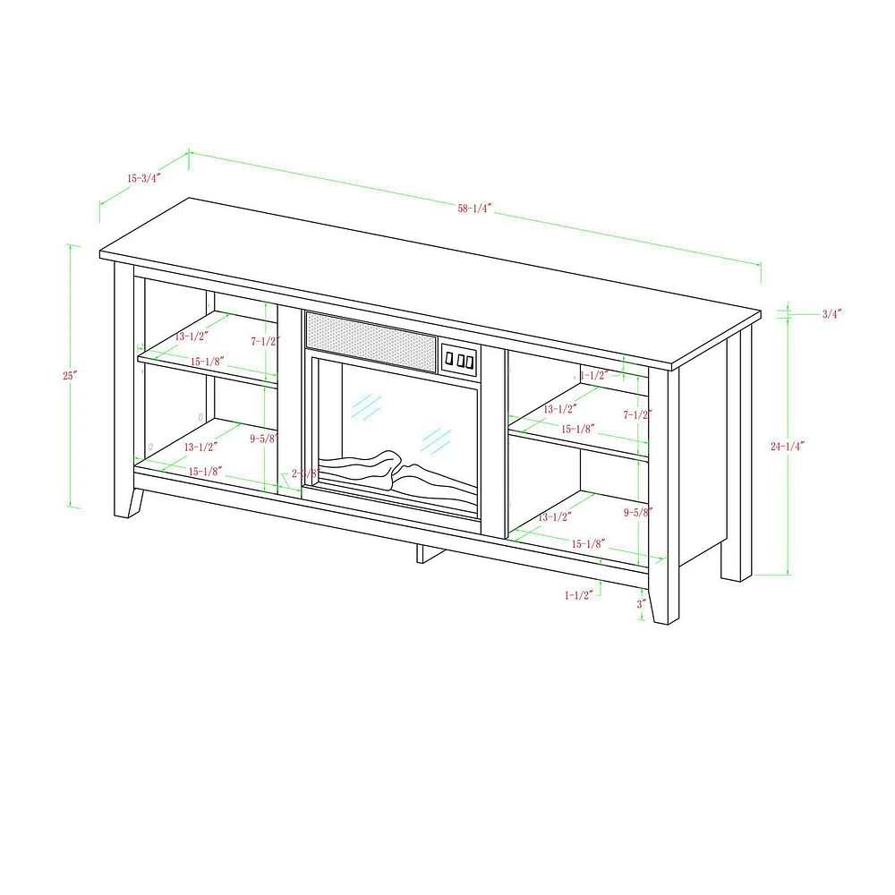 Manor Park Minimal Farmhouse Fireplace TV Stand for TV's up to 64"- Multiple Finishes