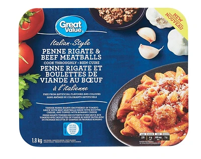 Great Value Penne Rigate and Beef Meatballs meals