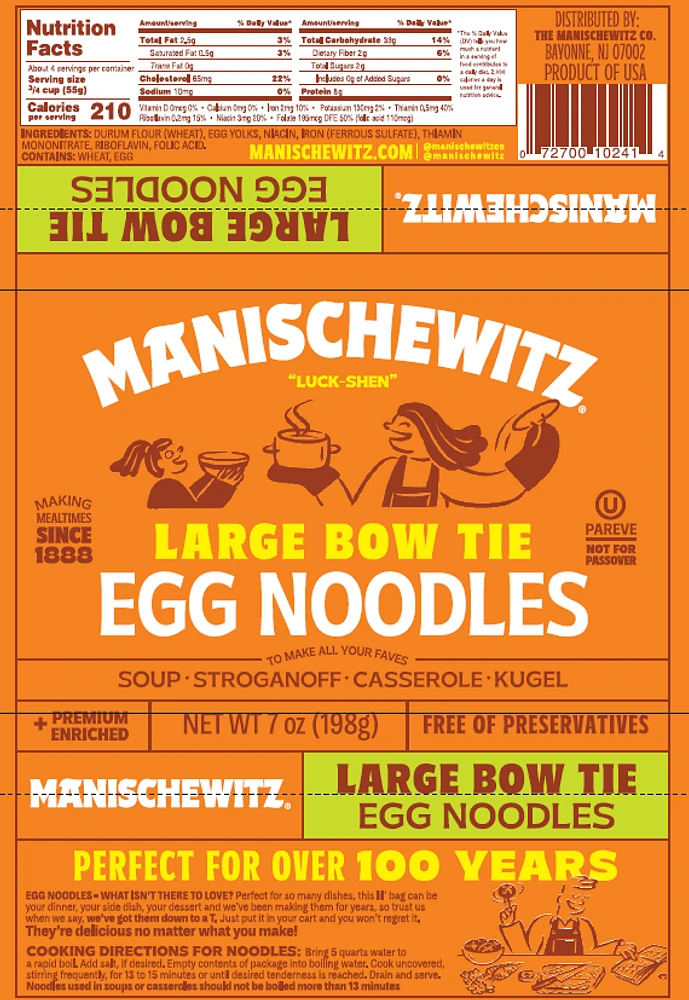 Manischewitz Noodles Large Bow Tie, 198