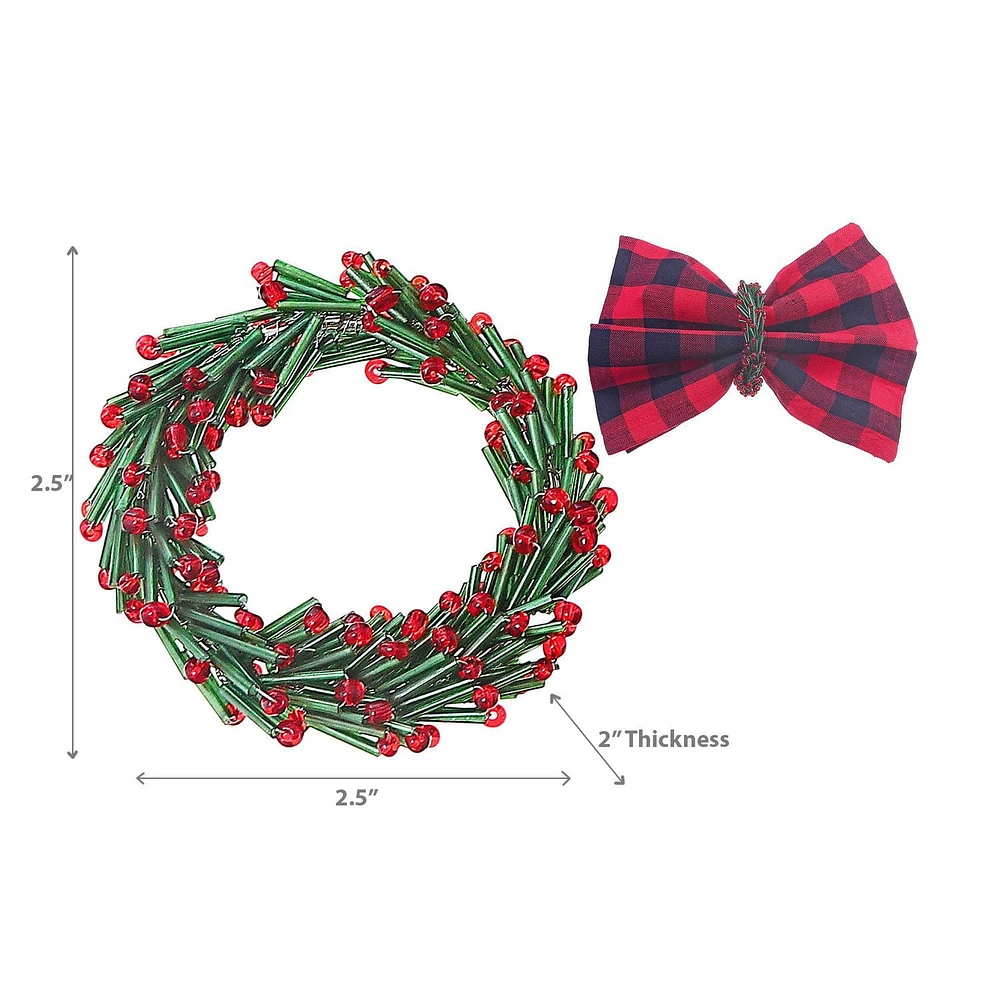Anneau De Serviette En Couronne De Noël De Noël - Ensemble De 6