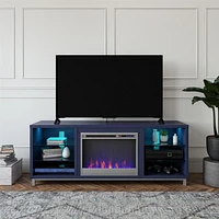 Lumina Deluxe Fireplace TV Stand for TVs up to 70", Blonde Oak