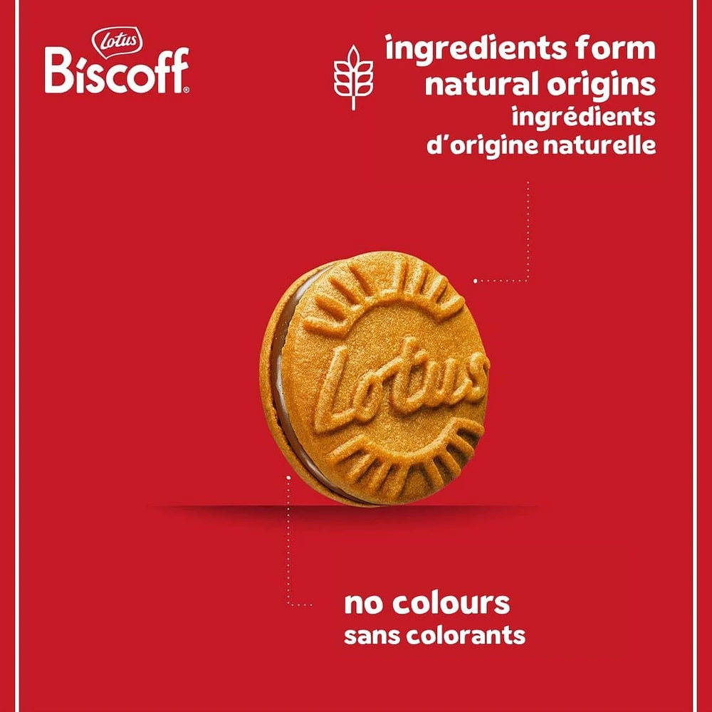 Biscuits sandwiches Lotus Biscoff fourrés à la crème à saveur de chocolat au lait, 150g Biscuits sandwiches Lotus Biscoff fourrés à la crème à saveur de chocolat au lait, 150g