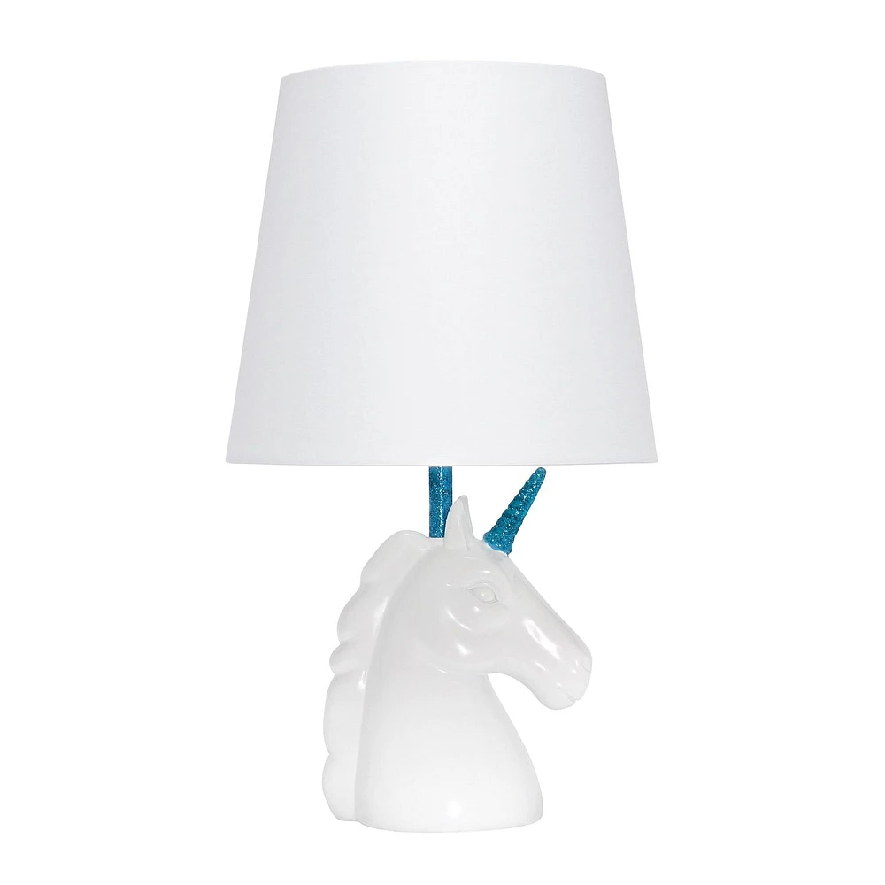 Simple Designs Lampe de table licorne blanche étincelante
