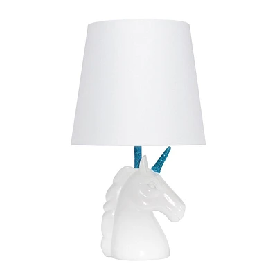 Simple Designs Lampe de table licorne blanche étincelante