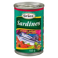 Grace Kennedy Sardines Tomato Sauce with Hot Chili, 50X155g Cans, Grace Sardines Tomato Sauce with Hot Chili, 50X155g Cans