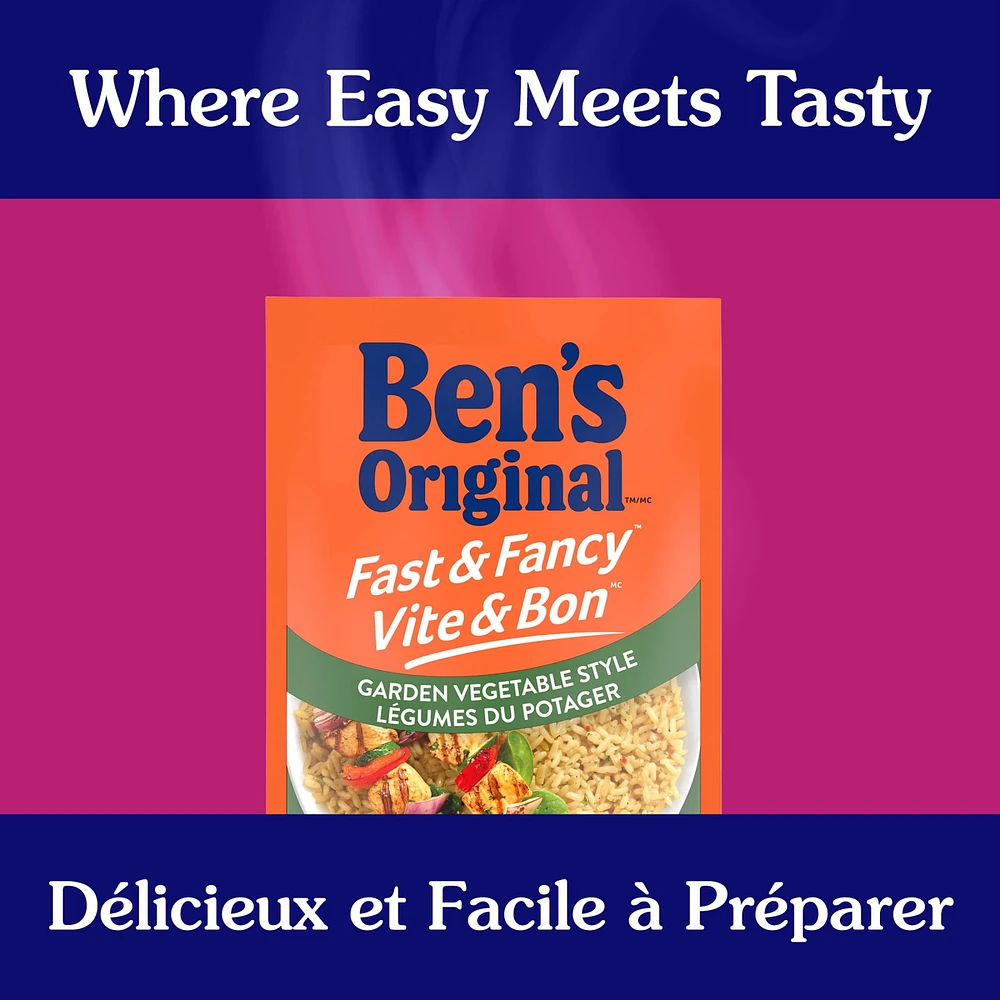 BEN'S ORIGINAL FAST & FANCY Garden Vegetable Style Rice, 132g pouch, Perfect Every Time™