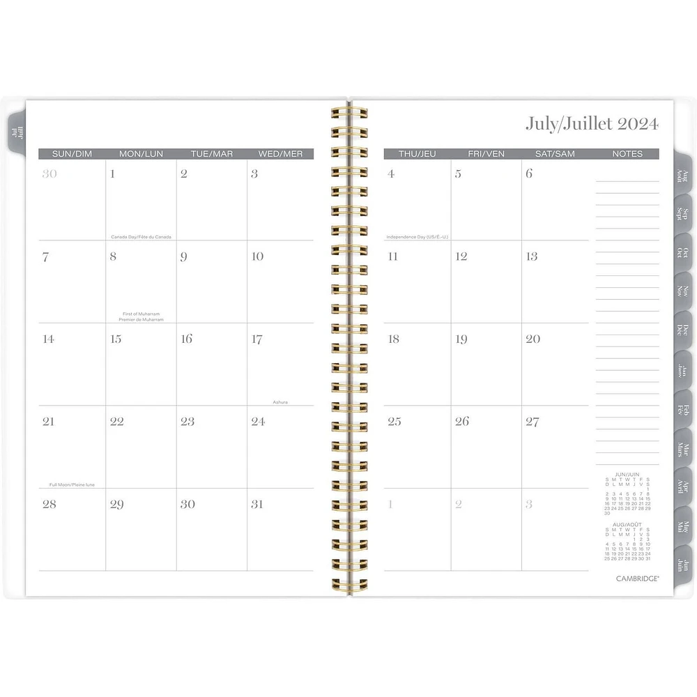 Cambridge 12M Smp Floral Noir et Blanc Agenda '25 Agenda
